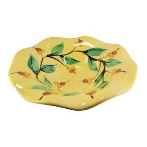 Southern Living At Home Gail Pittman "Garden of Gold" Bowl Ruffle Edge Signed